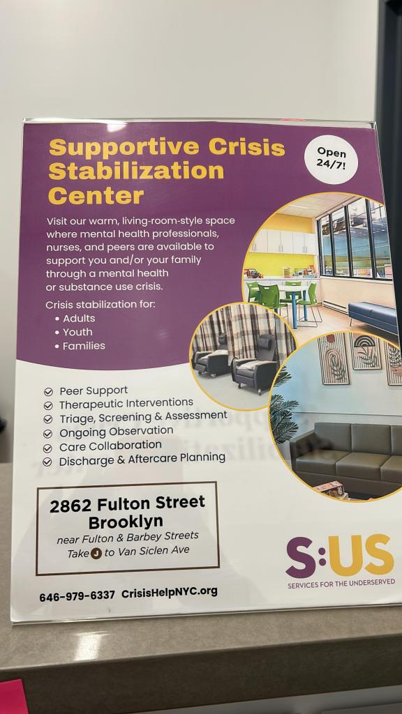 Supportive Crisis Stabilization Center flyer - info on site